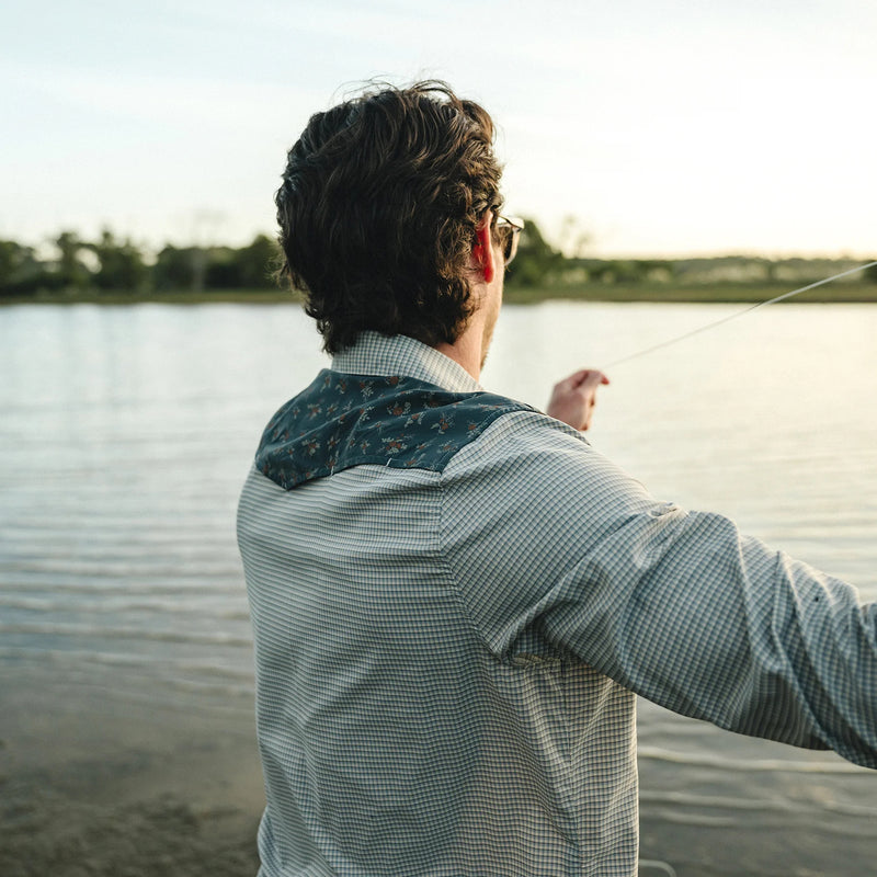 Men's H Bar B Tech Longsleeve | Rancher Floral: Smoke Blue