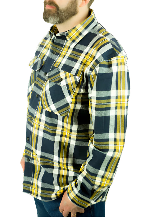 Men's 9oz brawny Flannel Shirt | 2002 Blue/Yellow/White
