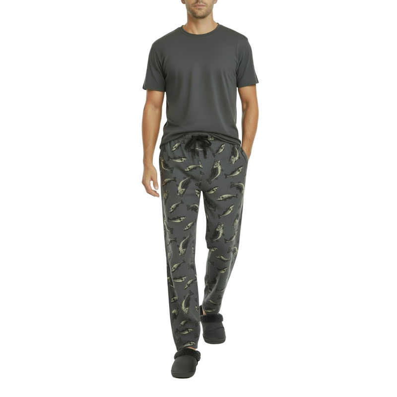Men's Printed Fleece Pajama Pants | Fish