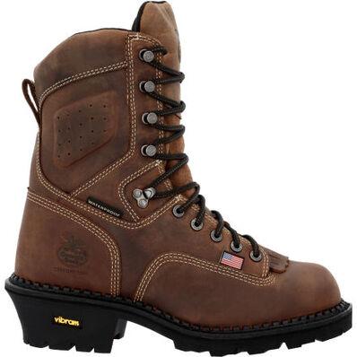 Men's USA Composite Toe Waterproof Logger Work Boots | Brown