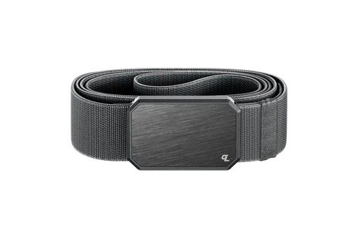 A gray belt with a solid gray buckle in the front