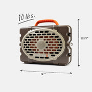 Turtlebox product with dimensions and weight label on a white background