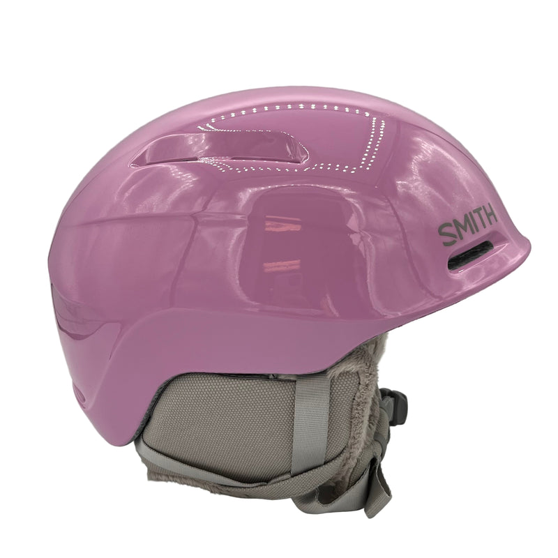 Proper Pink Smith Glide Jr Mips youth snow helmet with 'Smith' branding on a white background
