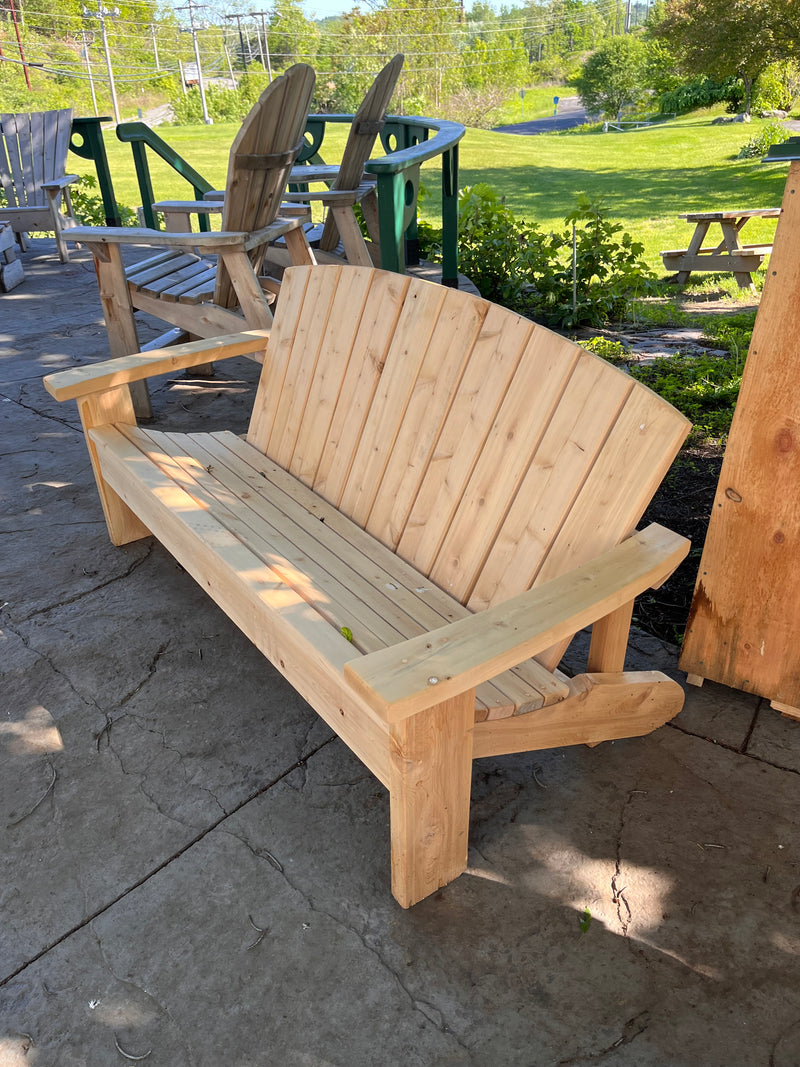 Adirondack Bench with Back and Arms | White Cedar