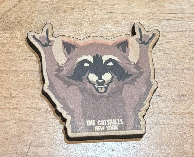 Rock On Racoon Wood Magnet