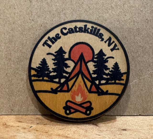 Camping - Orange Fire Wood Magnet