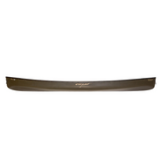 Side view of a brown canoe on a white background.
