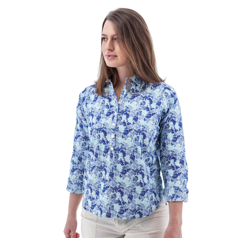 Women's Devon Popover Print Top | Blue