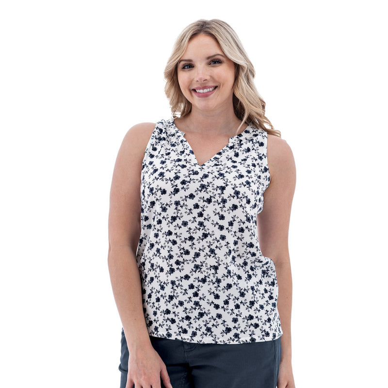 Women's Fleur Sleeveless Print Blouse | White