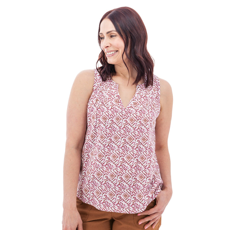 Women's Portofino Split Neck Pintuck Tank Top | Phlox Pink