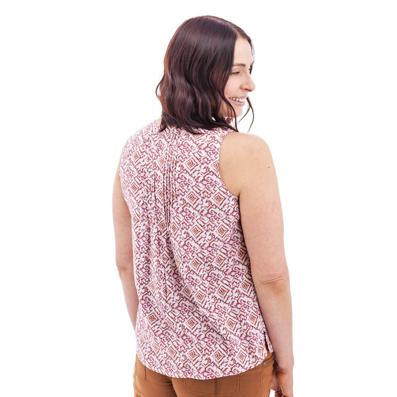 Women's Portofino Split Neck Pintuck Tank Top | Phlox Pink