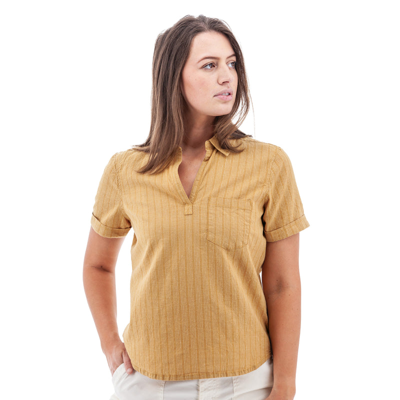 Women's Breezy Popover Camp Shirt | Amber Gold