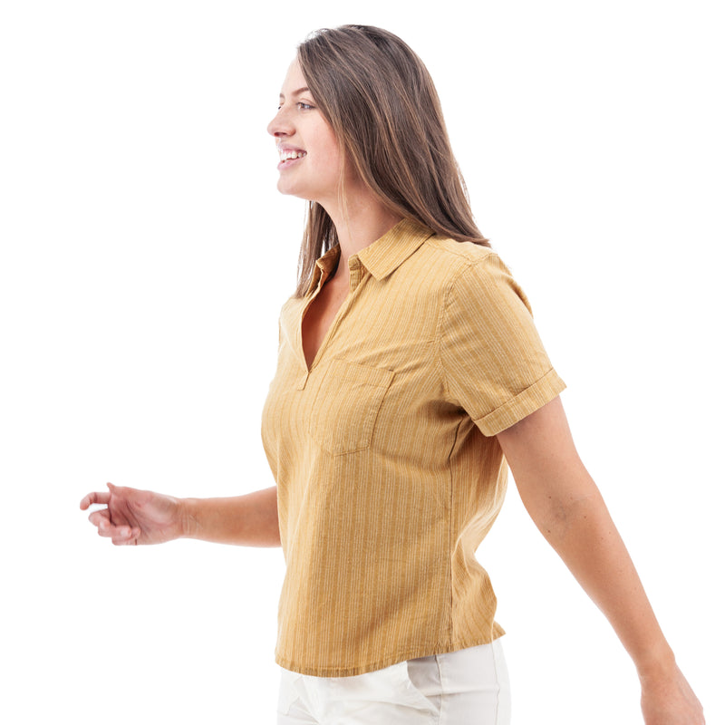 Women's Breezy Popover Camp Shirt | Amber Gold