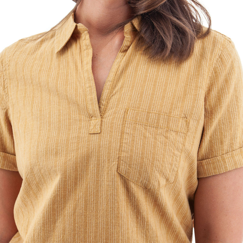Women's Breezy Popover Camp Shirt | Amber Gold