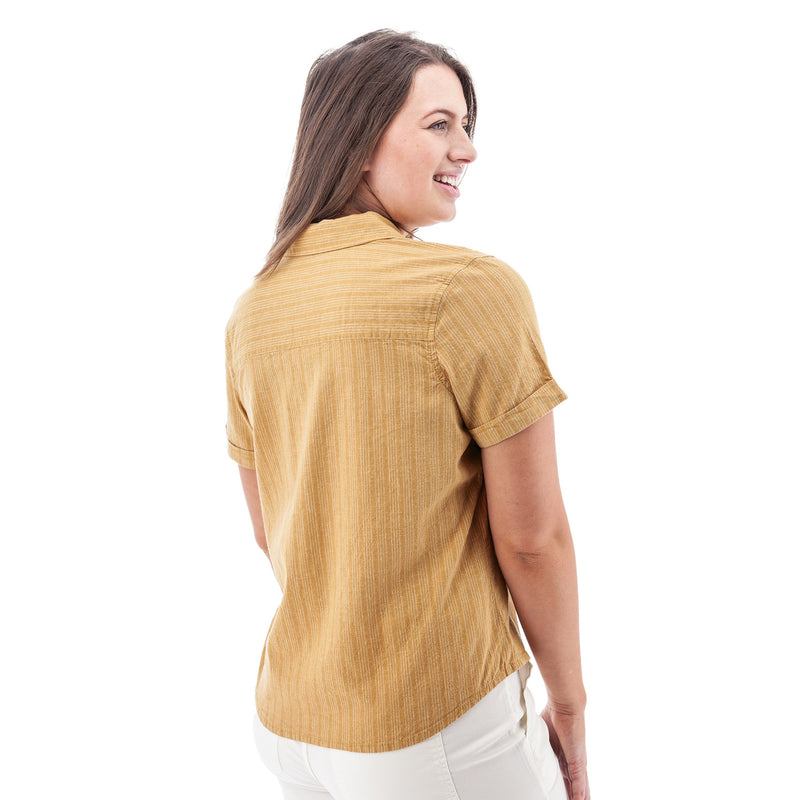 Women's Breezy Popover Camp Shirt | Amber Gold