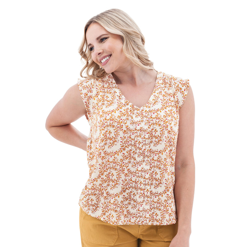 Women's Francesca Crepe Print Top | Apricot