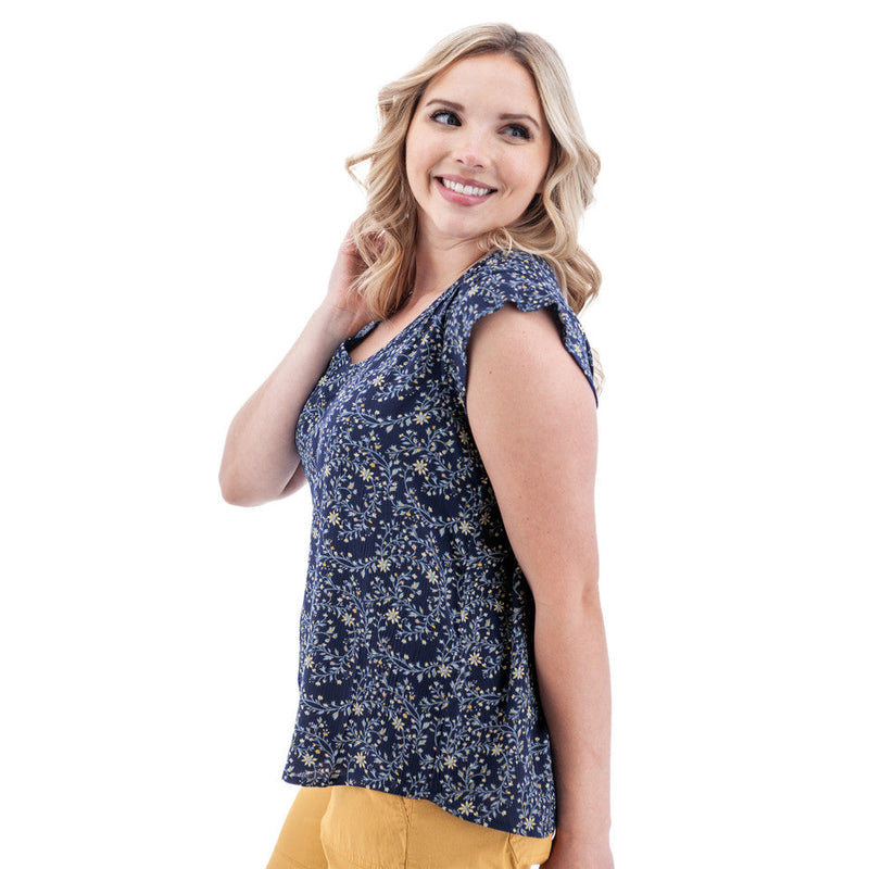 Women's Francesca Crepe Print Top | Blue
