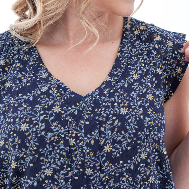 Women's Francesca Crepe Print Top | Blue