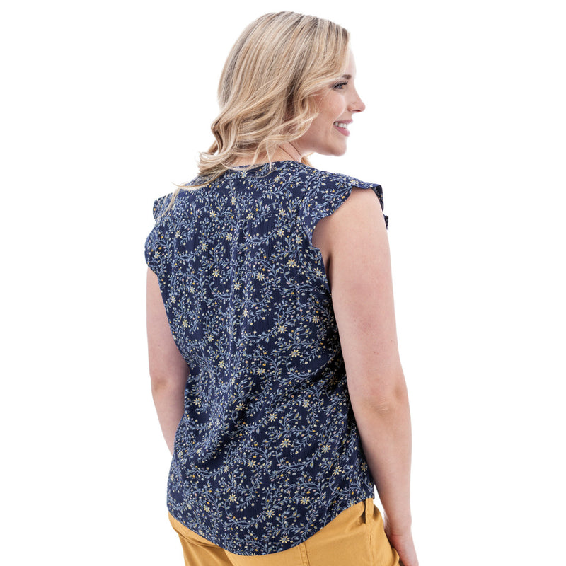 Women's Francesca Crepe Print Top | Blue