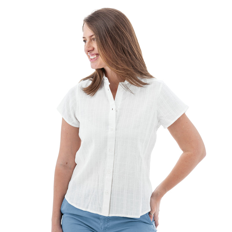 Women's Aubrey Organic Camp Shirt | White