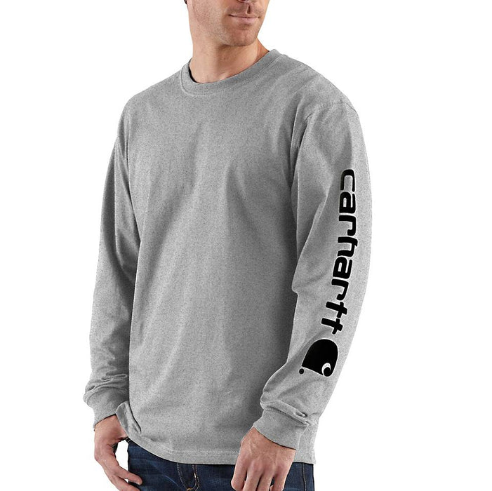 Carhartt Long Sleeve Graphic Logo Tee | HEATHER_GREY