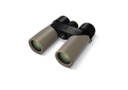 Brown binoculars on a white background.