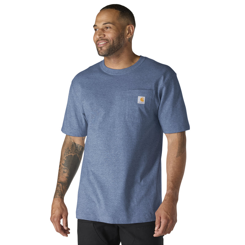 Men's Loose Fit Heavyweight Short Sleeve Pocket T-Shirt | Dark Tranquil Blue