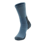 Blue sock with black sole on a white background