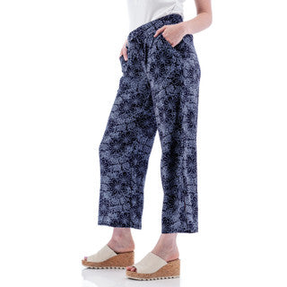 Women's Sorrento Print Wide Leg Ankle Pants | Dark Blue