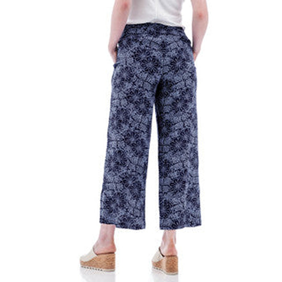 Women's Sorrento Print Wide Leg Ankle Pants | Dark Blue