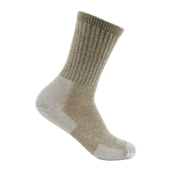 Green-gray sock on a light gray background