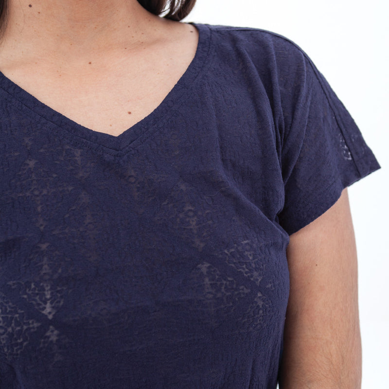 Women's Maitland V-Neck Burnout Top | Black Iris