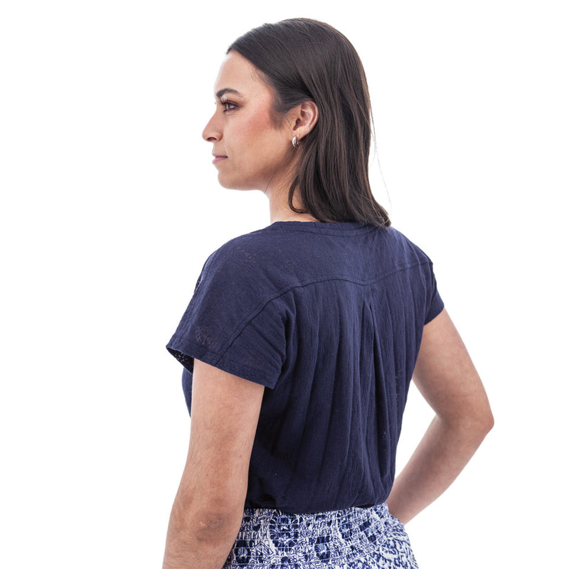 Women's Maitland V-Neck Burnout Top | Black Iris