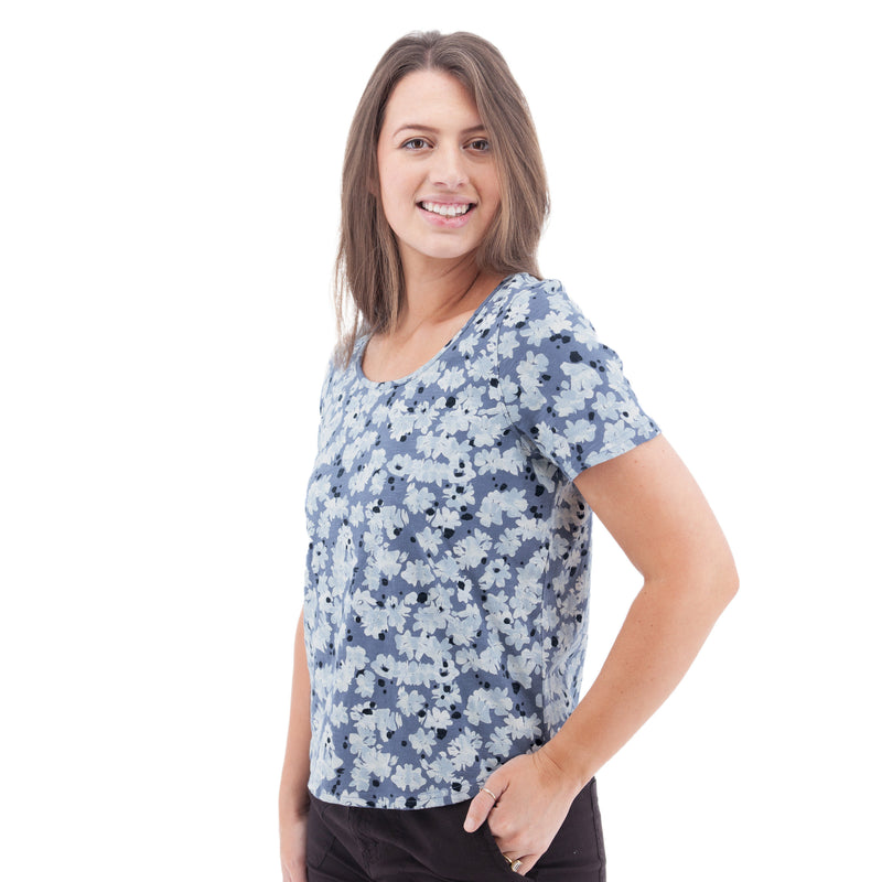 Women's Kenley Scoop Neck Print Tee | Blue Fog