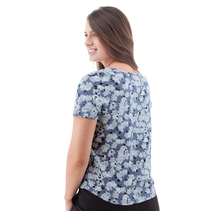Women's Kenley Scoop Neck Print Tee | Blue Fog