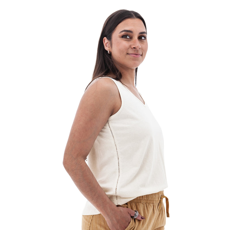 Women's Simone V-Neck Tank Top | Egret