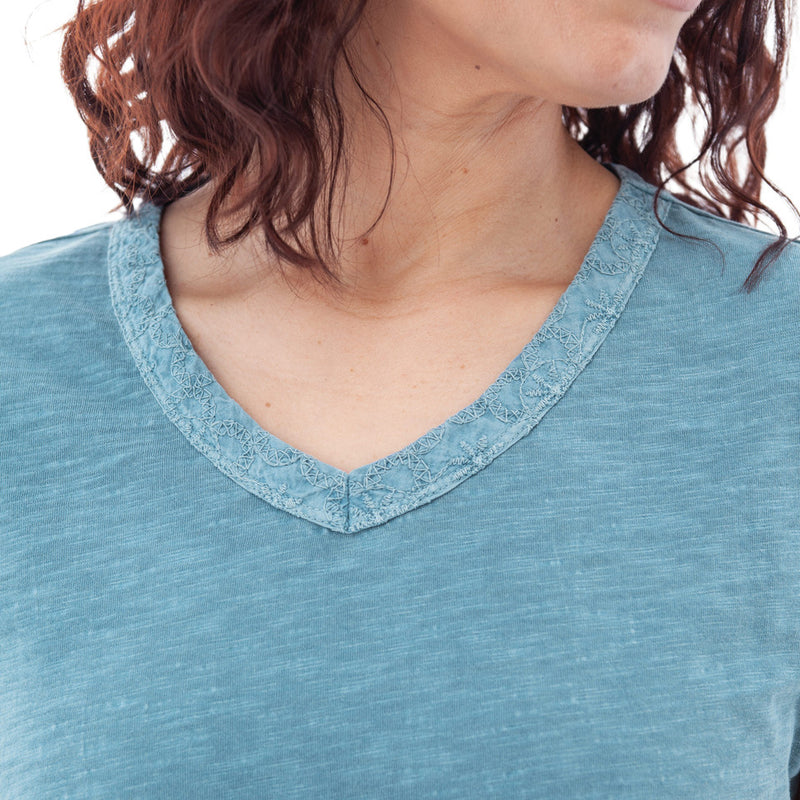 Women's Layla Organic Cotton V-Neck Tee | Provincial Blue