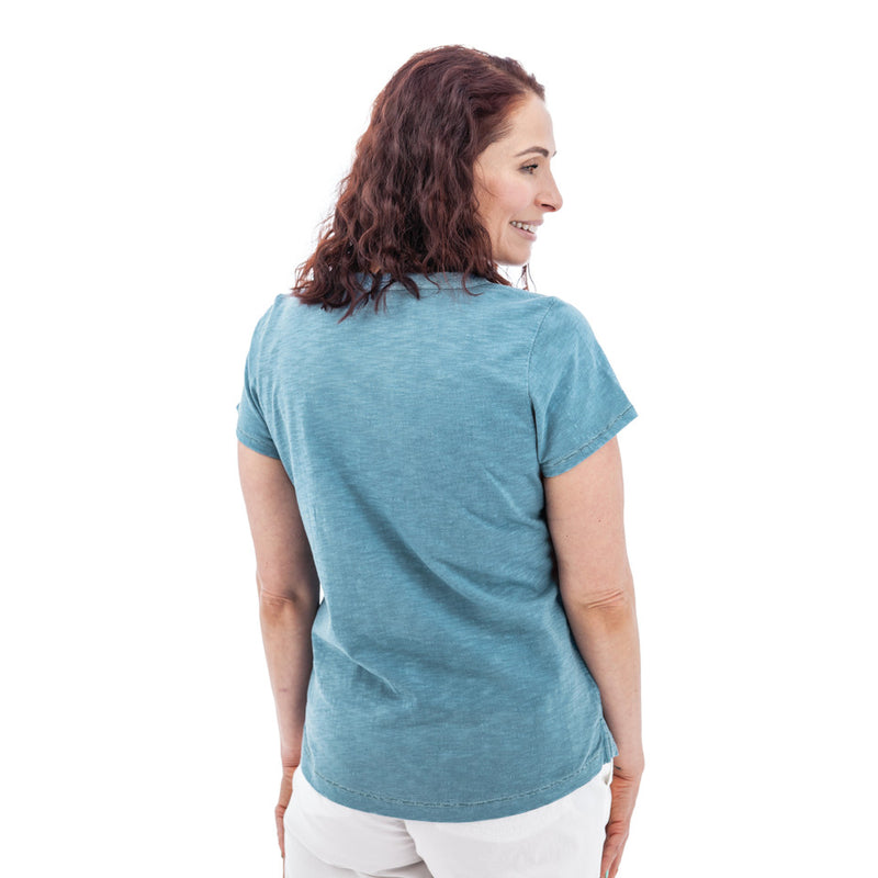 Women's Layla Organic Cotton V-Neck Tee | Provincial Blue