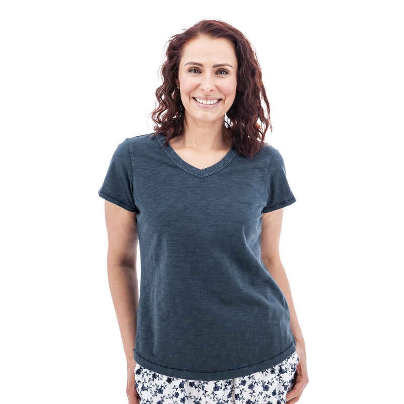 Women's Layla Organic Cotton V-Neck Tee | Midnight Navy