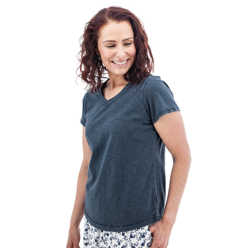 Women's Layla Organic Cotton V-Neck Tee | Midnight Navy