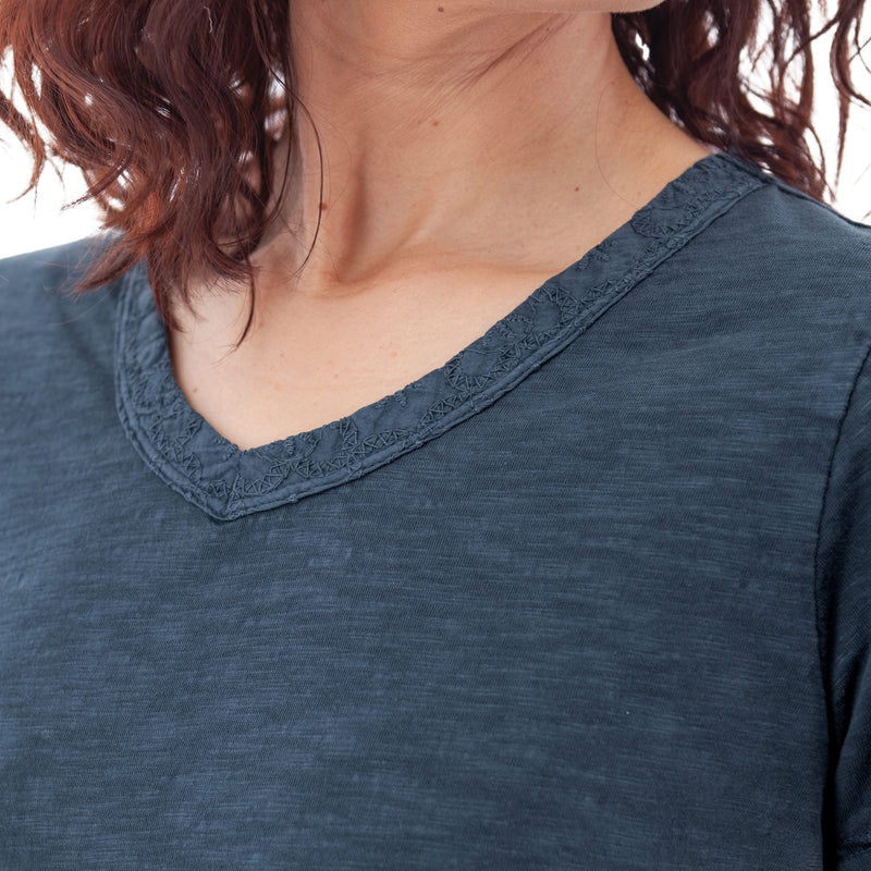 Women's Layla Organic Cotton V-Neck Tee | Midnight Navy