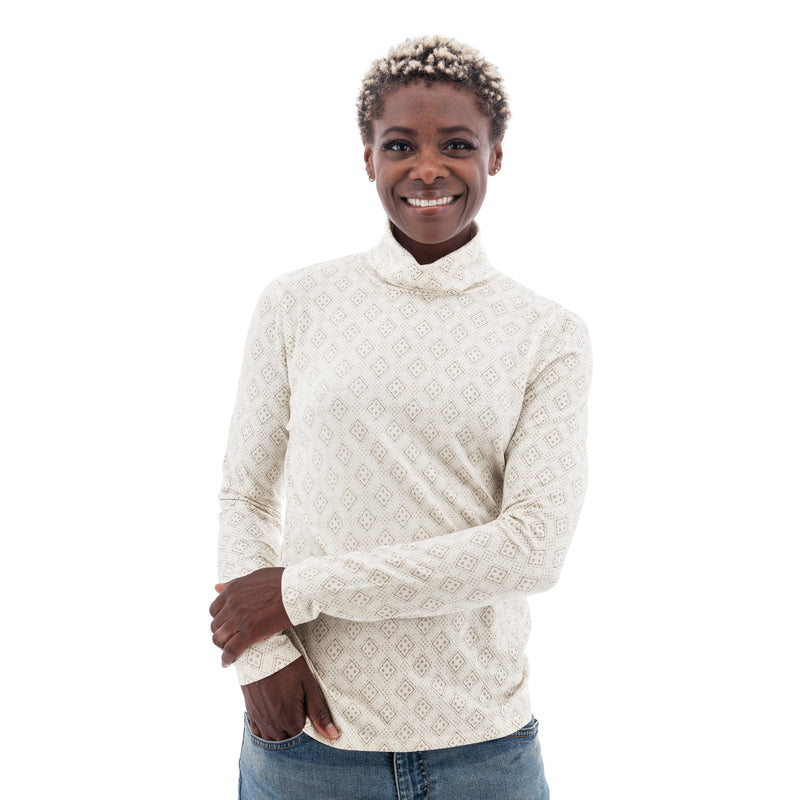 Women's Mariela Organic Geo Print Turtleneck | Whisper White