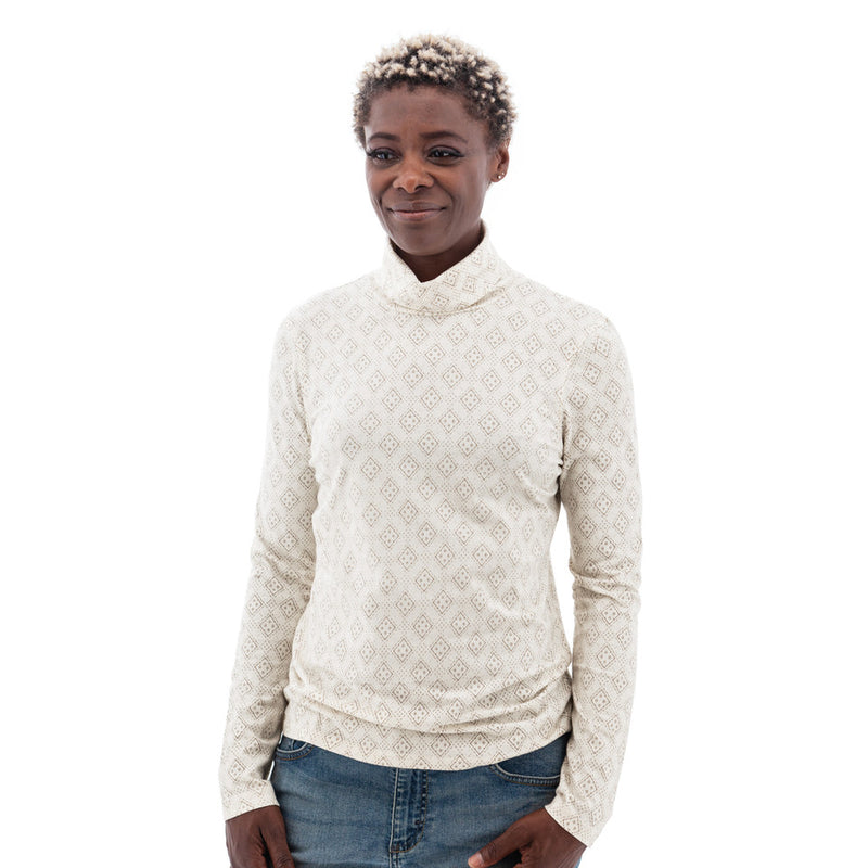 Women's Mariela Organic Geo Print Turtleneck | Whisper White