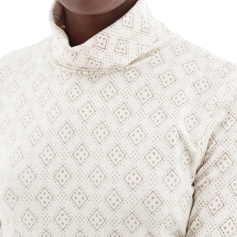 Women's Mariela Organic Geo Print Turtleneck | Whisper White