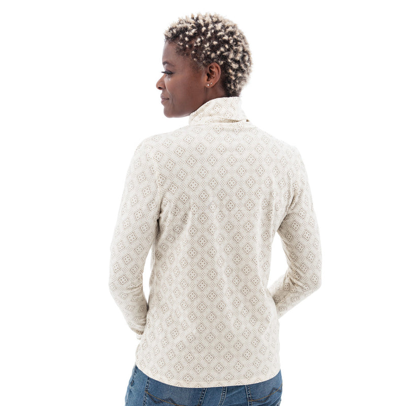 Women's Mariela Organic Geo Print Turtleneck | Whisper White