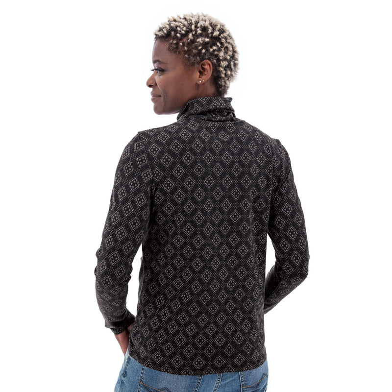 Women's Mariela Organic Geo Print Turtleneck | Black