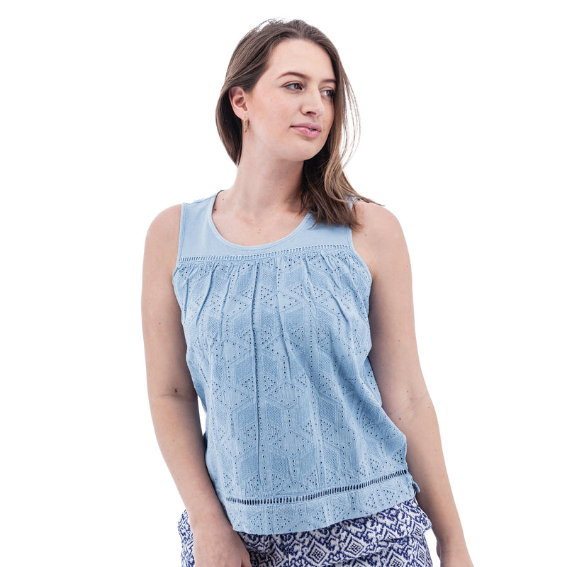 Women's Shelle Eyelet Tank Top | Forever Blue