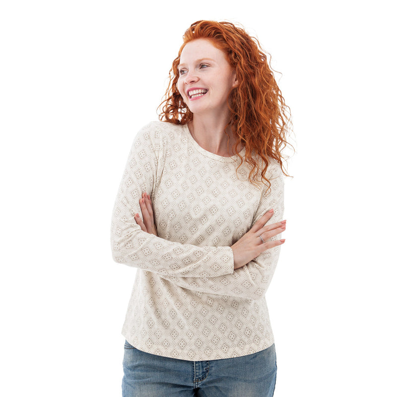 Women's Tatum Organic Geo Print Long Sleeve Top | Whisper White