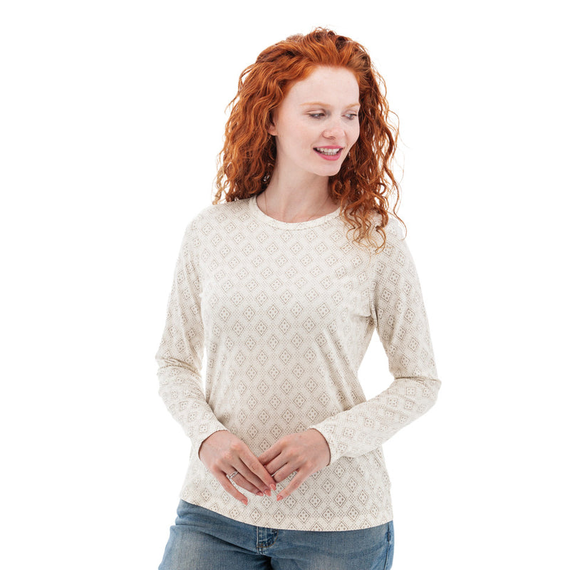Women's Tatum Organic Geo Print Long Sleeve Top | Whisper White