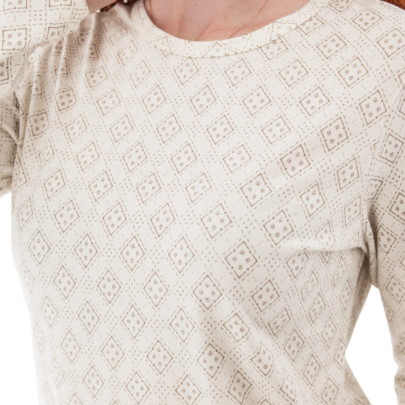Women's Tatum Organic Geo Print Long Sleeve Top | Whisper White